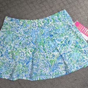 Sold Lilly Pulitzer Blue and Green Floral Skater Skirt